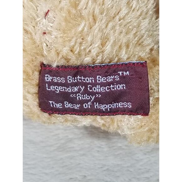 Ruby Brass Button Bears Teddy Bear 2004 Handcrafted 13" The Bear of Happiness - Picture 10 of 13